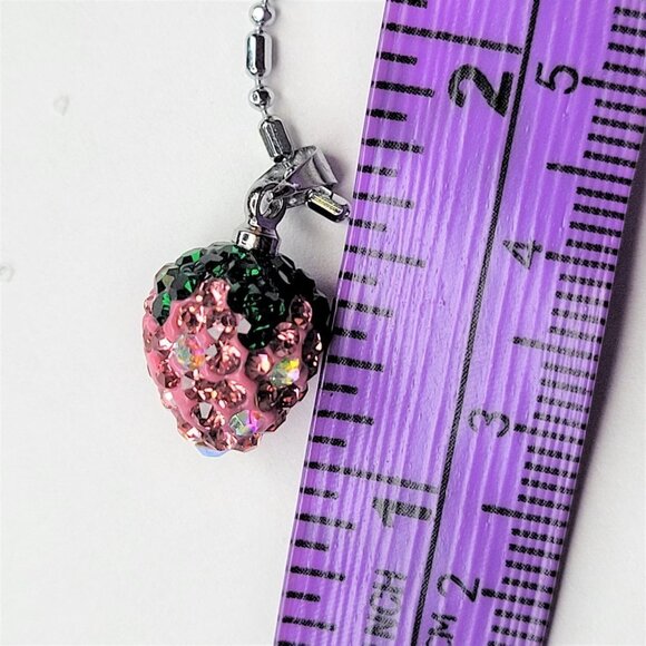Heart Style Pink and Green Rhinestone Small Pendant Necklace - Picture 10 of 10